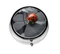 Vyonne Pilulier rond - Mini boîte à médicaments en métal pour voyage - Solution de rangement pratique et élégante en forme de coccinelle