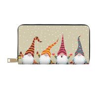 VYONNE Portefeuille long en similicuir avec motif de nains de Noël pour femmes modernes, grande capacité, porte-cartes et poches de rangement, sac à main durable pour voyage quotidien, blanc, Taille