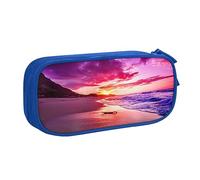 VYONNE Trousse pour fournitures scolaires et de bureau, belle plage, coucher de soleil, grande capacité, trousse à crayons pour étudiants, papeterie, bureau avec fermeture éclair lisse portable, bleu,