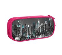 VYONNE Trousse pour fournitures scolaires et de bureau, peintures de New York, grande capacité, trousse à crayons pour étudiants, papeterie, bureau avec fermeture éclair lisse, portable, rose, Taille