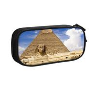 VYONNE Trousse pour fournitures scolaires et de bureau, pyramides d'Égypte, grande capacité, trousse à crayons pour étudiants, papeterie, bureau avec fermeture éclair lisse portable, Noir , Taille