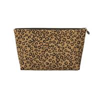 Vyonne Wild Leopard Trousse de toilette de voyage en cuir durable pour maquillage et articles de toilette, doré, Taille unique