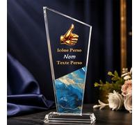 VYP Trophée Personnalisé en Cristal pour Employé | Avec Photo, Texte et Logo, Cristal K9, Récompense du Mois, Cadeau pour Collègue, Professeur, Coach et Entreprise