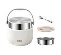 Vyranut 1200 ml récipient thermique pour aliments chauds, porte-repas thermique en acier inoxydable avec poignée, thermos pour aliments avec cuillère pliante, idéal pour soupes, pâtes, riz (blanc)