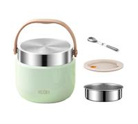 Vyranut 1200 ml récipient thermique pour aliments chauds, porte-repas thermique en acier inoxydable avec poignée, thermos pour aliments avec cuillère pliante, idéal pour soupes, pâtes, riz (vert)