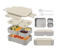 Vyranut Lunch Box Bento 1760ml pour Enfants - Boîte Repas 3-en-1 Hermétique, Sans BPA, Apta pour Micro-ondes et Lave-Vaisselle - Avec Couverts, Idéale pour École et Pique-Nique (Gris)
