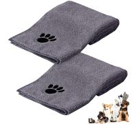 Vyranut Serviette de Toilette pour Chien, 2 Pièces Serviettes pour Animaux de Compagnie, Serviette de Bain pour Chien en Microfibres 100 x 50 cm, Serviette à Séchage Rapide, Absorbante(Gris)