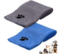 Vyranut Serviette de Toilette pour Chien, 2 Pièces Serviettes pour Animaux de Compagnie, Serviette de Bain pour Chien en Microfibres 75 x 35 cm, Serviette à Séchage Rapide, Absorbante(Gris/Bleu)