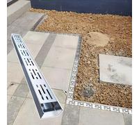 Vyrata Caniveau Extérieur Kit De Drainage De Canal D'épaisseur 1 Mm, Tuyau De Drainage À Canal Étroit, Système De Drainage De Tranchée Extérieure avec Grille((100x30mm) 3.9x1.2)