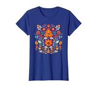 Vyshyvanka Broderie cyrillique Nationale Ethnique Païenne T-Shirt, Femme, Bleu Royal, S