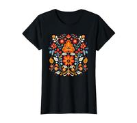 Vyshyvanka Broderie cyrillique Nationale Ethnique Païenne T-Shirt, Femme, Noir, XL