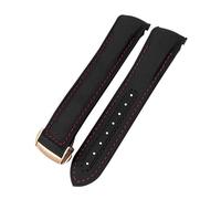 VYSLZ 20mm 21mm 22mm Bracelet de montre pour Omega 300 couturier 600 planète océan boucle pliante Bracelet en Nylon Silicone fluor caoutchouc bracelets de montre(Black red-black,20mm)