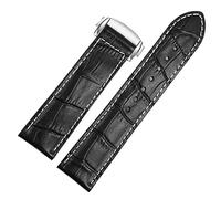 VYSLZ Band de montre en cuir authentique pour Hamilton Kaqi Field Aviation Aviation Frosted Pliage Backle Watch Chain 20 mm 22 mm STRAP(Black-silver,22mm)