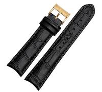 VYSLZ Band de montre en cuir authentique pour le bracelet Citizen Seiko 20 mm Curve Vache en cuir noir Brun Brown(Black gold)