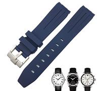 VYSLZ Bracelet de montre en caoutchouc à extrémité incurvée, 19mm 20mm, pour Tissot 1853 Lelocle PRC200 Rolex Submariner Hamilton Omega, bracelet de montre étanche(Blue Blue 1,20mm)