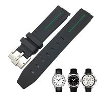 VYSLZ Bracelet de montre en caoutchouc à extrémité incurvée, 19mm 20mm, pour Tissot 1853 Lelocle PRC200 Rolex Submariner Hamilton Omega, bracelet de montre étanche(Black Green 1,19mm)
