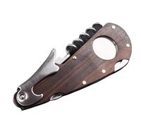 VYSLZ Coupe-cigare 4 en 1 - Ouvre-bouteille en bois et acier inoxydable - Accessoire de fumage - Porte-outils portable