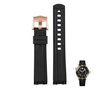 VYSLZ Pour Omega Seamaster 300 Univers 007 Curbe End Fluore Rubber Silicone Watch Band 20 mm 22m montre Strap doux Men Remplacement(Black Rose gold,20mm)