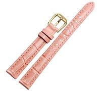 VYSLZ Pour toute bande de montre en cuir de marque pour les filles et l'étudiant Crocodile Grain Band 10 12 14 16 18mm Brun noir rouge Bleu Bleu(Pink-gold pin,12mm)