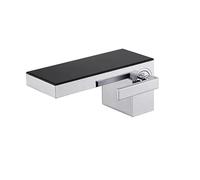 VYSLZ Robinet de lavabo de salle de bain en laiton chromé à affichage numérique : mitigeur d'évier cascade à levier unique avec contrôle chaud et froid (chrome et noir)