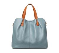 VYSLZ Sac à main tendance pour femme - Grande capacité - En cuir de vache véritable - Sac à bandoulière - Sacs de designer de luxe - Portefeuilles pour femmes, bleu, 33-15-25cm