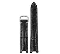 VYSLZ Véritable cuir watchband hommes femmes pour cartier Pacha W3108 / HPI004 Boucle pliante Sangle concave 21x15m 20x12mm 18x10 mm Bandons(Black silver buckle,18.10mm)