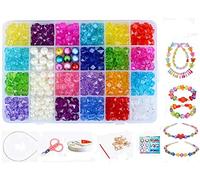 Vytung 24 Types Art Loisirs Créatif Perle-L'atelier De Bijoux Fabrication de Bracelet DIY Bracelet Bead Art & Jewellery-Making, Ensemble de fabrication de cordes de perles(color1#)