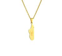 Vyvinute Collier Pendentif Carte Madagascar Jaune Ethnique Hip-Hop Tendance Unisexe Acier Inoxydable 316L Collier Bijoux Ethnique Accessoire Clavicule Chaîne Pendentif Cadeaux