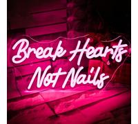 VYXIN Panneau lumineux néon à DEL « Break Heart Not Nails » - Décoration murale - Rose - Pour chambre à coucher, salon de beauté, café, bar, boutique
