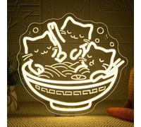 VYXIN Panneau lumineux néon en forme de chat Ramen Panneau néon en forme de chat Ramen Signets LED pour chat adaptés à la décoration de lieux tels que restaurant de nouilles, maison pour chatons