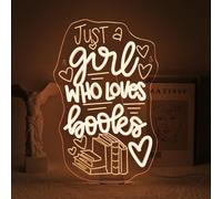 VYXIN Panneau néon à LED Juste une fille qui aime les livres pour chambre à coucher, club, fête, fenêtre, décoration