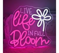 VYXIN Panneau néon LED « Live Life in Full Bloom » - Alimentation USB - Pour chambre à coucher, pub, bar, club, fête, chambre à coucher