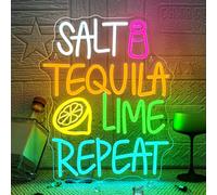 VYXIN Plaque néon LED Tequila avec inscription « Salt Tequila Lime Repeat » - Pour la décoration de lieux tels que les bars, les trous d'homme, les cocktails, les pubs, les fêtes