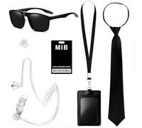 VyxStelyndric 6 Pcs MIB Agent Costume Accessoires, Men in Black Deguisement, Ensemble de Costumes de Services Secrets Accessoires, Costumes d'espions pour Hommes Femmes pour Fête d'Halloween Cosplay