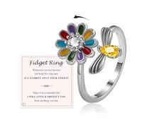 VYYU Bagues anti-anxiété pour femmes, hommes, filles, garçons - Cadeaux anti-anxiété avec fleur et abeille pour soulager le stress avec carte inspirante pour fille, amie, anniversaire, Noël, vert