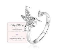 VYYU Bagues anti-anxiété pour femmes, hommes, filles, garçons - Cadeaux contre l'anxiété avec breloque colibri Spinner | Calme le stress - Cadeau avec carte inspirante pour fille, amie, anniversaire