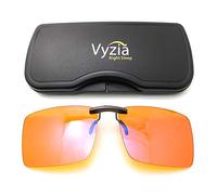 Vyzia Lunettes bloquant la lumière bleue à clipser pour dormir | S'adapte sur les lunettes de vue, les verres orange aident à réduire la fatigue oculaire de l'ordinateur et à induire le sommeil