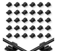 VYZUTR Clips Câbles, Organisateur de Fils Electriques TV, Chargeur, PC, Bureau, Maison, Noir, 30Pcs (14.2 mm)