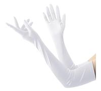 VYZUTR Gants de Soirée Femme Longs Satin Mariage Accessoires de Robe Style Classique pour Mariage Soirée Opéra Taille Élastique Blanc