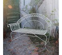 Vzhrvd Bancs De Porche, Petit Banc De Jardin Blanc, Bancs D'extérieur avec Volutes Décoratives, Idéal pour Un Parc, Une Cour, Une Pelouse, Un Balcon, Etc.
