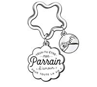 VZIUYTRE Cadeaux de Noël Porte Clé Parrain Cadeau Parrain Marraine Demande porte cle veux tu etre mon parrain Porte Clef Personnalisé Cadeau Homme Anniversaire Cadeau Fête Des Pères