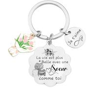 VZIUYTRE2pc porte-clés soeur, meilleur ami cadeau original anniversaire et offre heureuse message d'amitié ma soeur de coeur est toujours belle à meilleur ami (2)
