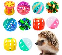 VZqola Lot de 10 jouets d'enrichissement pour hérisson mignons - Fournitures de cage - Accessoires pour petits animaux - Balle interactive en peluche pour hamster, lézard, tortue, rat, furet