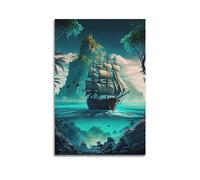 VZRSQZK Poster décoratif sur toile représentant un bateau pirate - Impression d'art moderne pour chambre à coucher - 60 x 90 cm