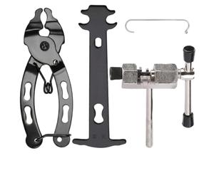 VZU 4 pièces Kit d'outils pour chaîne de vélo, kit de dérive-chaîne pour vélo, Pince à chaîne de vélo Portable avec Crochet, jauge de chaîne, dérive-chaîne pour vélos de Course, VTT
