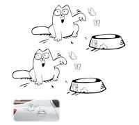 VZU Lot de 2 autocollants pour couvercle de réservoir pour Simon's Cat, motif amusant de chat avec papillons, autocollant en vinyle résistant aux intempéries pour voiture, ordinateur portable, fenêtre