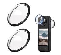 VZU Lot de 2 protections d'objectif de qualité supérieure pour Insta360 X4 - Couvercle de protection rotatif 3D - Verre trempé résistant aux rayures - Filtre UV - Montage facile - Protection contre