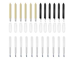 VZU Lot de 23 lames de rechange pour Cricut, compatibles avec Maker/Explore Air 2/3/Venture/One, avec 11 lames standard à 30 °, 6 lames à pointe fine à 45° et 6 lames à 60 ° de profondeur (or/argent