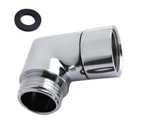 VZU Rallonge de pommeau de douche à 90 degrés - Adaptateur de tuyau de douche - Raccord articulé pour douche à effet pluie - Accessoire avec rondelles - 1/2" - Mobile - Argent