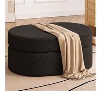 VZXATYOP Banc de Bout de lit Ottoman avec Rangement canapé Ovale Repose-Pieds Petit Repose-Pieds Moderne avec Rembourrage for Chambre à Coucher Salon entrée(Black,15.7 * 11.8 * 11.8in)